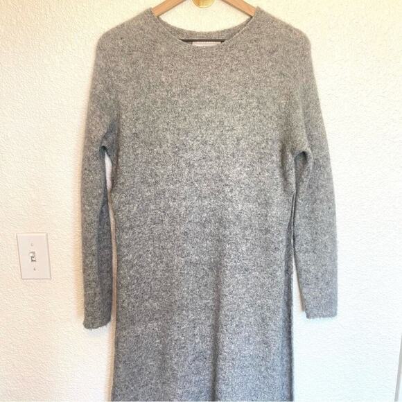 STEFANEL Italian Design Women's Medium Gray Alpaca Blend Tunic Dress Side Slit - Picture 5 of 8